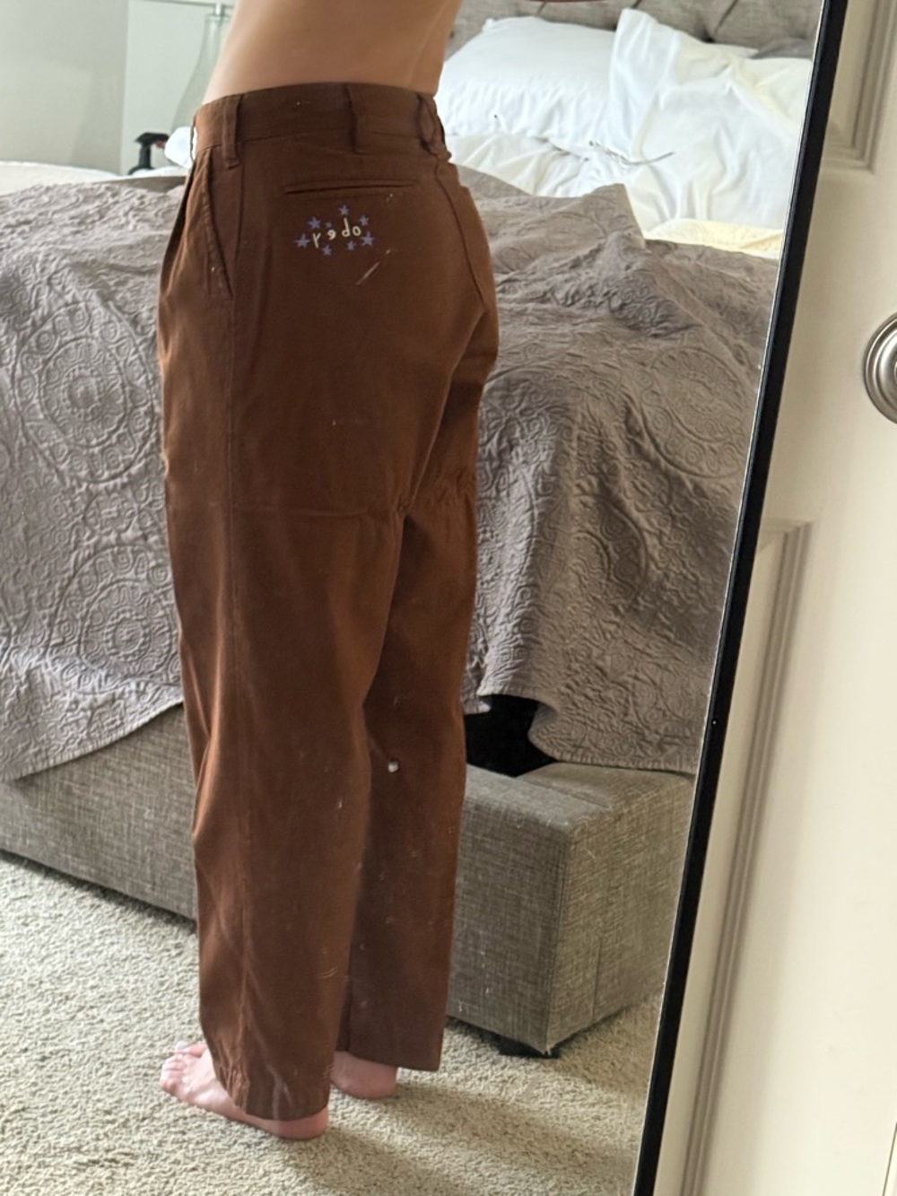 Obey Men's Brown Chinos with Blue Star Embroidery - Picture 5 of 7